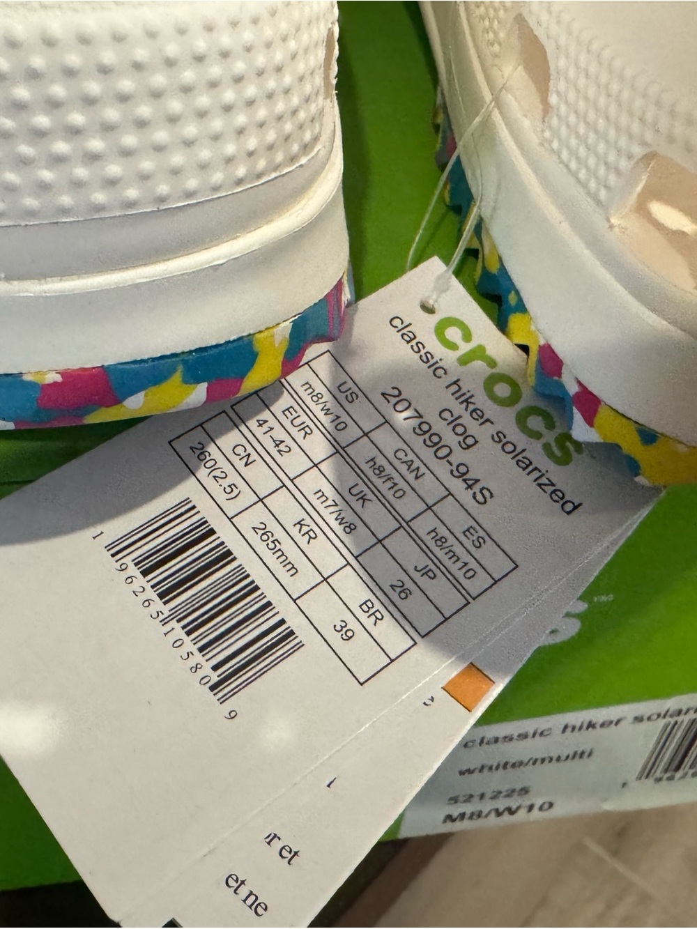 CROCS White Platform Clog Sandals with Pink Multicolor Strap - Picture 6 of 7